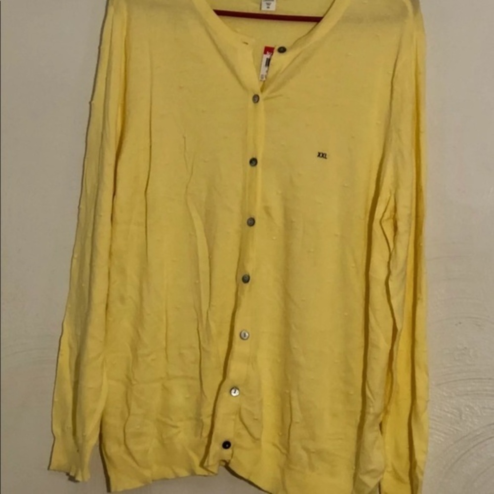 Basic Edition Sweater Women’s‎ Size XXL Button Down Yellow New With Tags